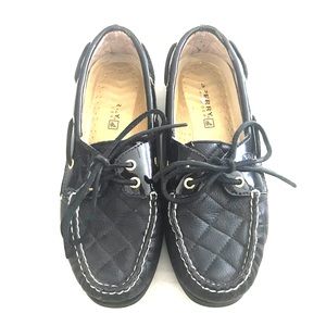 Women’s Black and Gold Quilted Sperry Top-Siders